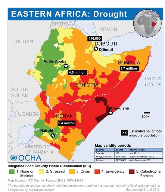 Integrated Food Security Phase Classification in East Africa (OCHA, July 2011).