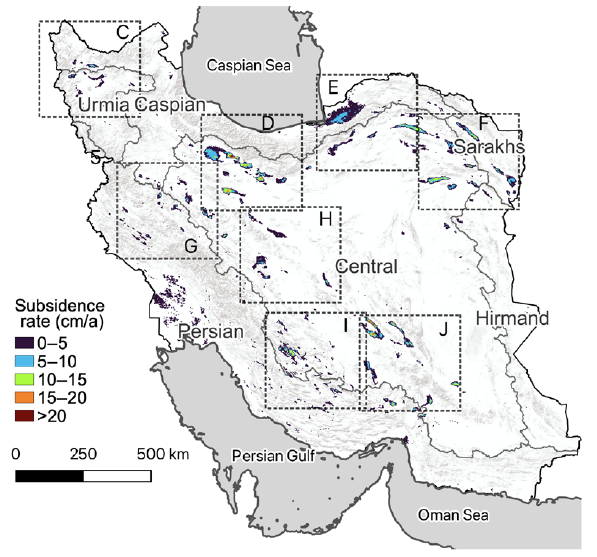 Land subsidence in Iran based on Sentinel-1 InSAR observations. 