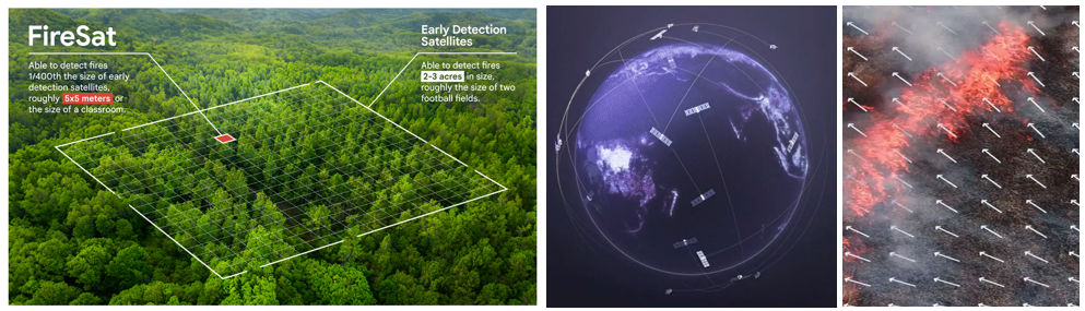 Googles Crisis Reponse areas, wildfires, combining FireSat 