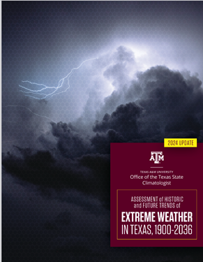 Cover page of Extreme Weather in Texas report by John Nielsen-Gammon and others for Texas 2036.