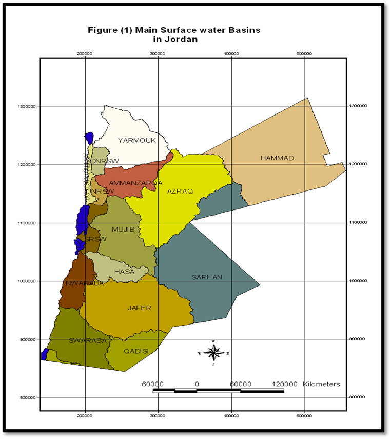 Main surface water basins in Jordan.