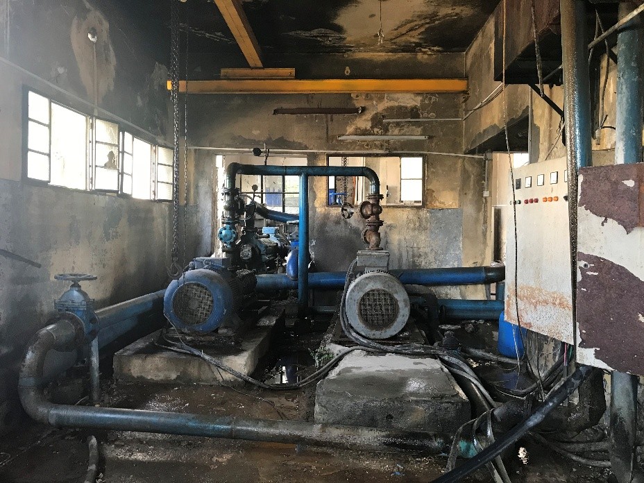 Degraded status of pumping station in Syria.