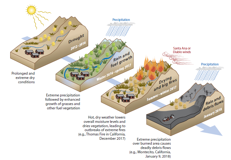 Stages of consecutive events resulted in substantial human health and economic impacts in Southern California
