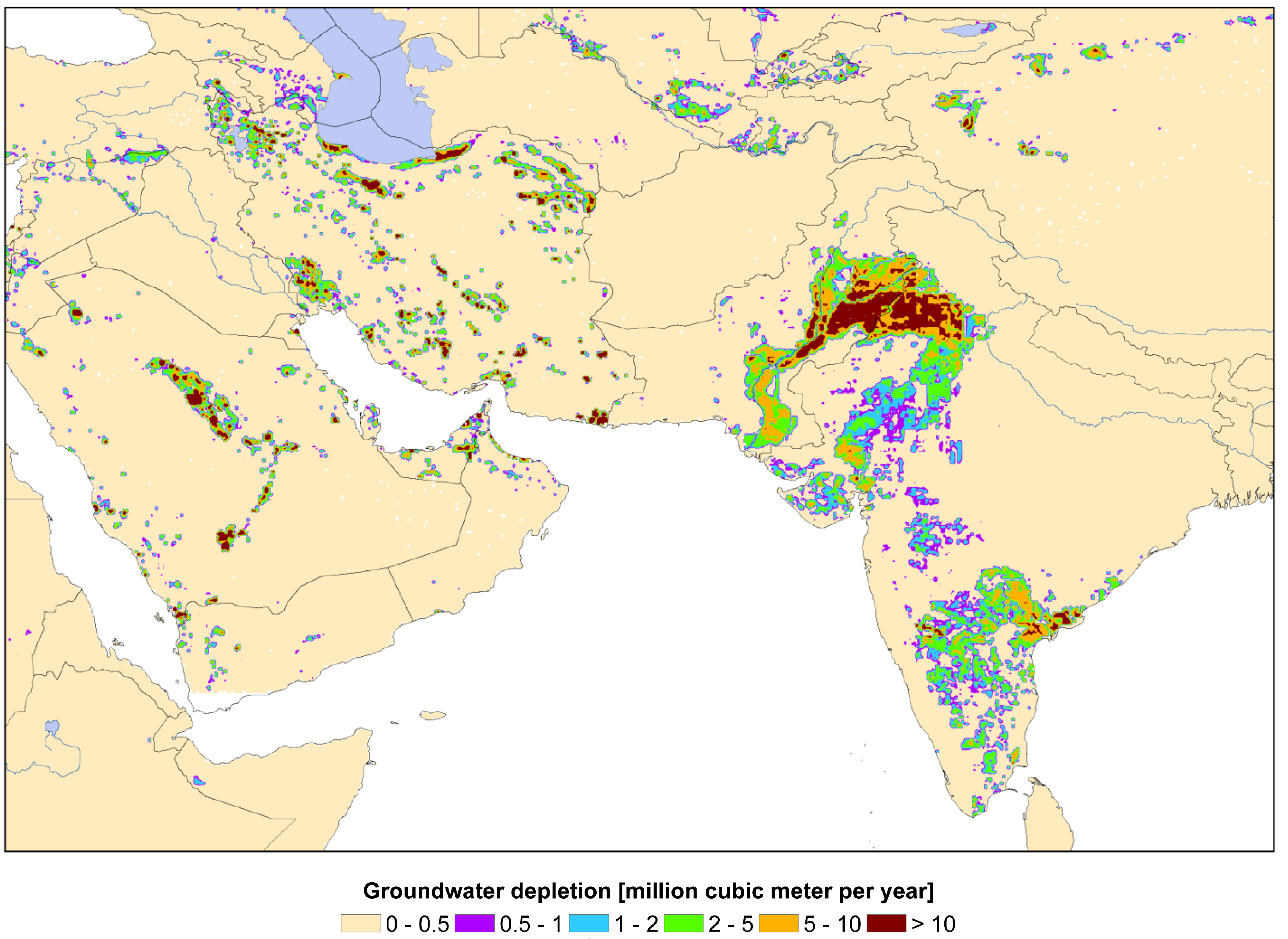 Groundwater depletion in Saudi Arabia and surrounding regions