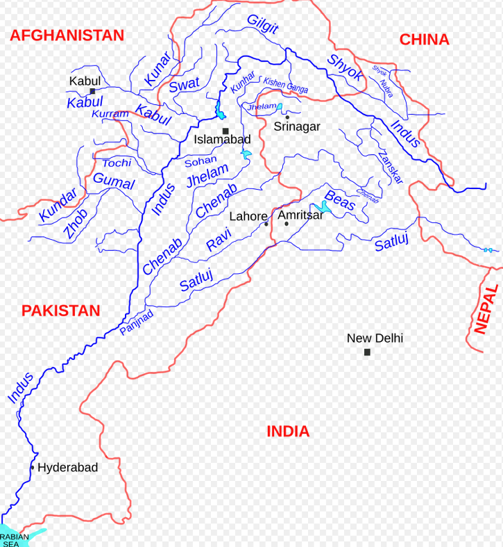 Map of Indus Basin river system