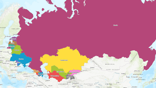 Soviet Union and former Soviet Republics.