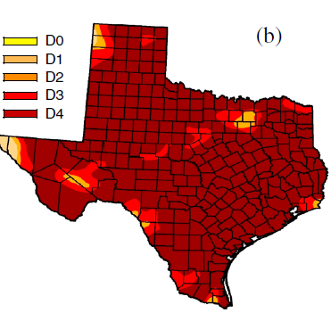 Drought extent in Texas on October 4, 2011 (U.S. Drought Monitor).